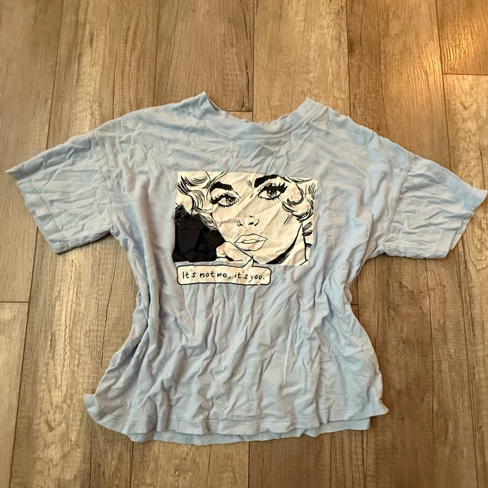 Forever 21 Light Blue Graphic Tee